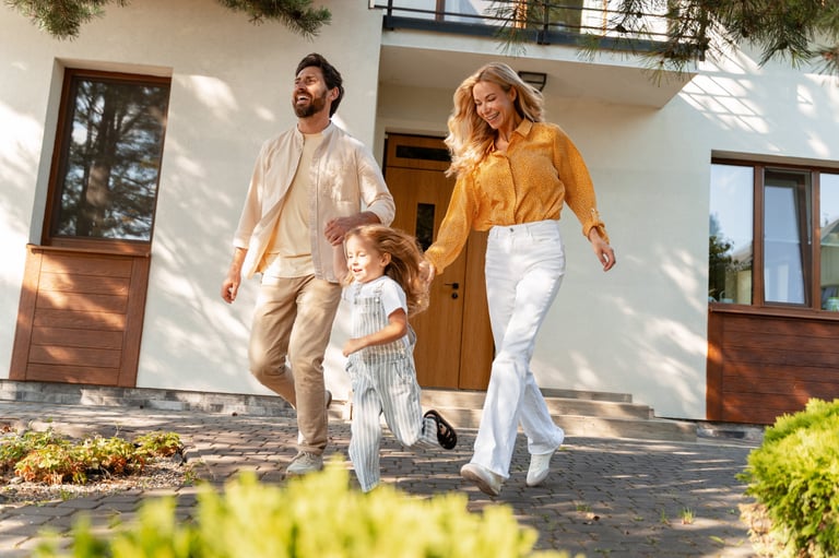 Family celebrating at their home